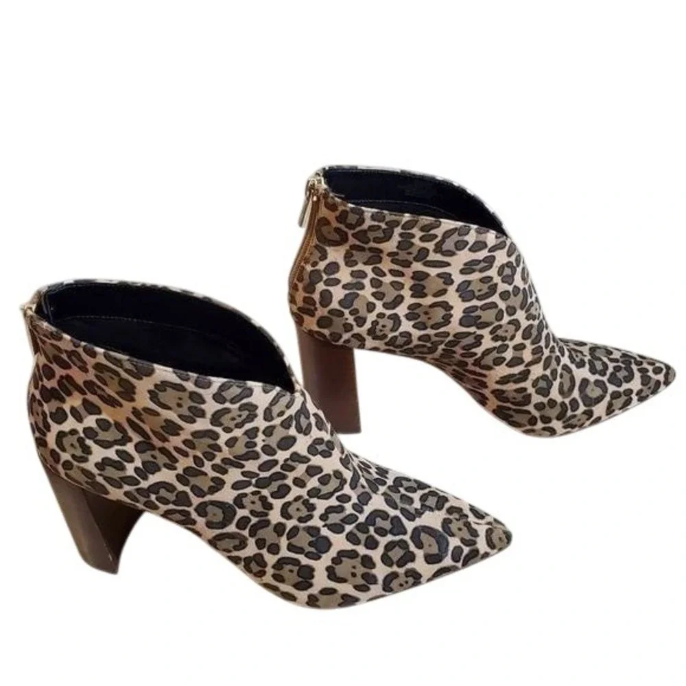SOLE society leopard print‎ block heel chunky bohemian bootie boots size 10 New